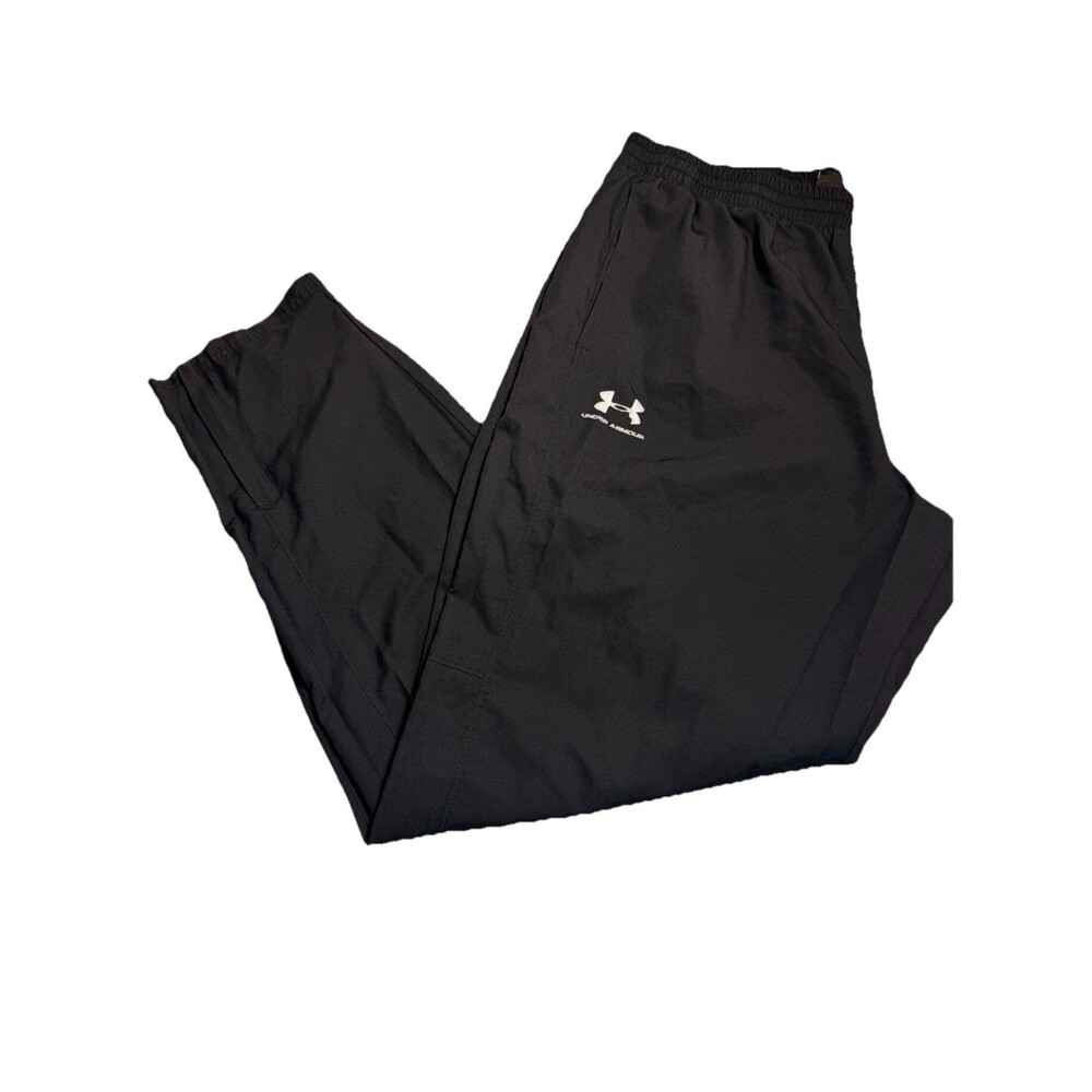 Under Armour Mens XL Loose Fit Windbreaker TrackPants Mesh Lined Zip Ankle Black